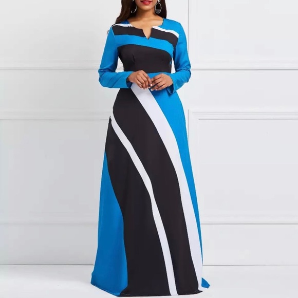 ‼️SOLD‼️NEW Elegant Stripe Color Block Long Maxi - Picture 6 of 8